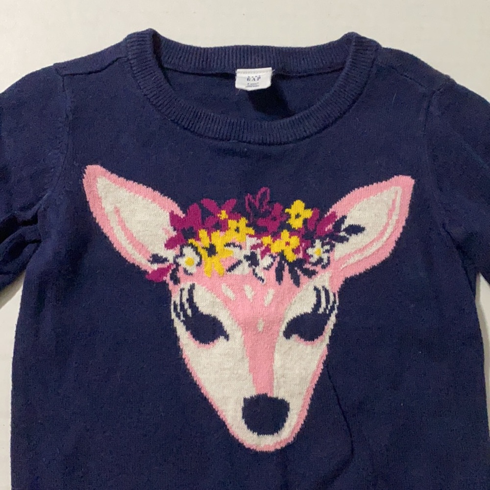 Gap 2T Navy Reindeer Sweater - Picture 2 of 6